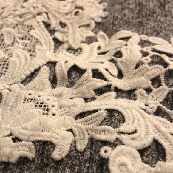 Mock Neck Sweater with Lace Appliqué - Picture 2 of 3